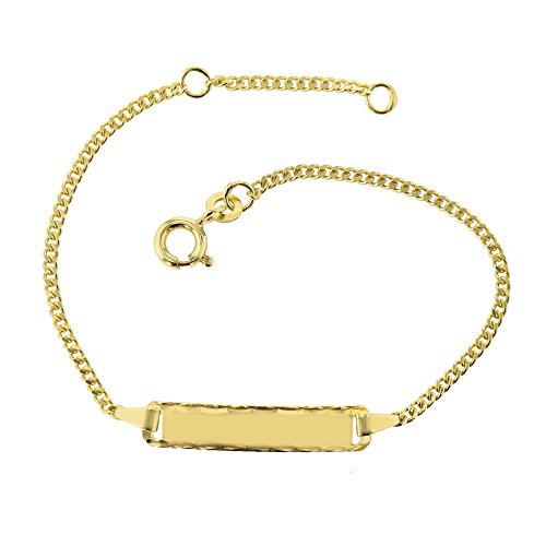 JC Schmuck 333 Gold Baby ID-Armband Kinder Goldarmband 16 cm I Armband mit Gravur Panzerflach Taufarmband Gold Namensarmband I Babyarmband mit Namen I Kinderschmuck made in Germany I 5.56559 von JC Trauringe