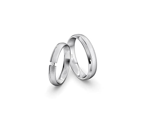 JC Trauringe 333 Gold Paarpreis I Eheringe mit kostenfreier Gravur I Verlobungsringe Weißgold inkl. Etui-Box I Herrenring ohne Stein & Damenring mit Zirkoniastein I Gr. 48 bis 72 I ICT11 von JC Trauringe