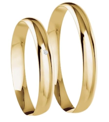 JC Trauringe 333er Gold Paarpreis Poliert I Traumhafte Eheringe I Einzigartige Partnerringe Gelbgold mit Gravur in edler Schatulle I 2 Hochzeitsringe Herrenring & Damenring mit Stein I LC13 von JC Trauringe