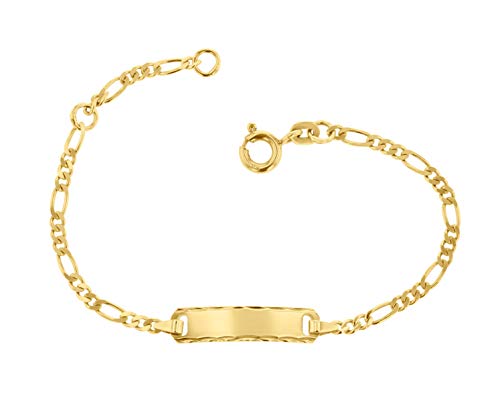 JC Schmuck 585 Gold Baby ID-Armband Kinder Goldarmband 14 cm I Figaro Armband mit Gravur Taufarmband Gold Namensarmband I Babyarmband mit Namen I Kinderschmuck made in Germany I 5.53053 von JC Trauringe