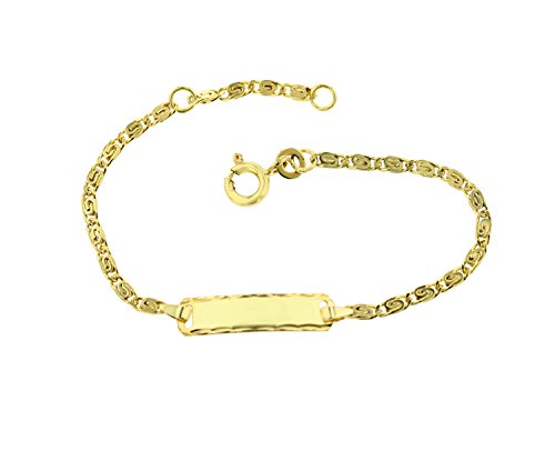 JC Schmuck 585 Gold Baby ID-Armband Kinder Goldarmband 14 cm I S-Panzer-Armband mit Gravur Taufarmband Gold Namensarmband I Babyarmband mit Namen I Kinderschmuck made in Germany I 5.54843 von JC Trauringe