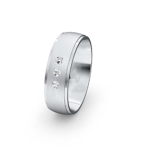 JC Trauringe 925 Sterling Silber Einzelring Ehering I Wedding Rings | Verlobungs-ring | Partnerring günstig mit Gravur in edler Schatulle 1 Hochzeitsring Damenring mit Steinen S035-S-DR von JC Trauringe