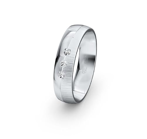 JC Trauringe 925 Sterling Silber Einzelring Ehering I Wedding Rings | Verlobungs-ring | Partnerring günstig mit Gravur in edler Schatulle 1 Hochzeitsring Damenring mit Steinen S052-S-DR von JC Trauringe