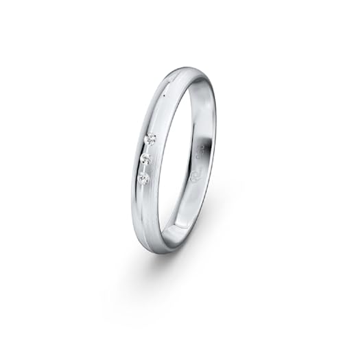 JC Trauringe 925 Sterling Silber Einzelring Ehering I Wedding Rings | Verlobungs-ring | Partnerring günstig mit Gravur in edler Schatulle 1 Hochzeitsring Damenring mit Steinen S063-S-DR von JC Trauringe