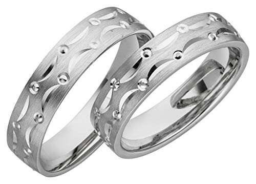 JC Trauringe 925er Sterling Silber Paar-Preis I Eheringe mit kostenfreier Gravur I Verlobungsringe | Paarringe | Partnerringe 5mm breit inkl. Etui I Größe 48 bis 72 I S013 von JC Trauringe