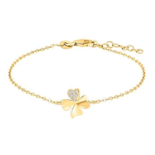 JC Trauringe Damen Armband Kleeblatt mit Zirkonia Gelbgold vergoldet in 925 Sterling Silber Armkette Schmuck von JC Trauringe