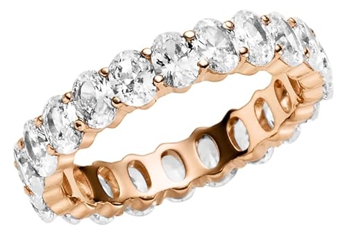 JC Trauringe Damenring Memoire Ring 925 Sterling Silber Verlobungsring mit Zirkonia in Roségold vergoldet Vorsteckring MELC537 (49 (Ø 15,6 mm)) von JC Trauringe