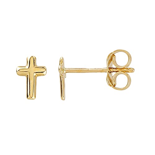 JC Trauringe Echt Gold Damen Ohrringe Ohrstecker Kreuz in 585 Gelbgold 1 Paar Kreuzohrringe Gold Schmuck 8234 von JC Trauringe