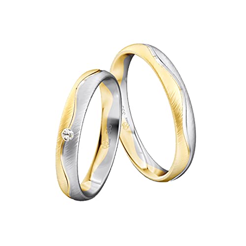 JC Trauringe Gold 333 Bicolor Paarpreis Mattiert I Partnerringe Gelb- und Weißgold mit Gravur in edler Schatulle I 2 Hochzeitsringe Herrenring ohne & Damenring mit Zirkonia Steinen I ICT25 von JC Trauringe