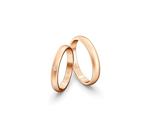 JC Trauringe Gold 333 Gold Paarpreis Mattiert I Partnerringe Rotgold mit Gravur in edler Schatulle I 2 Hochzeitsringe Herrenring ohne & Damenring mit Zirkoniasteine I ICT54 von JC Trauringe