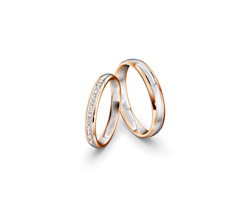 JC Trauringe Gold 333 Gold Paarpreis Poliert I Partnerringe Bicolor mit Gravur in edler Schatulle I 2 Hochzeitsringe Herrenring ohne & Damenring mit Zirkoniasteine I ICT44 von JC Trauringe