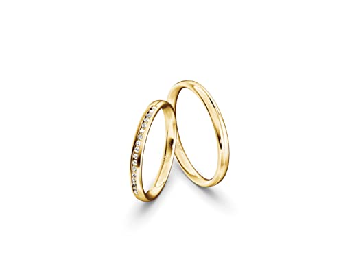 JC Trauringe Gold 333 Gold Paarpreis Poliert I Partnerringe Gelbgold mit Gravur in edler Schatulle I 2 Hochzeitsringe Herrenring ohne & Damenring mit Zirkoniasteine I ICT49 von JC Trauringe
