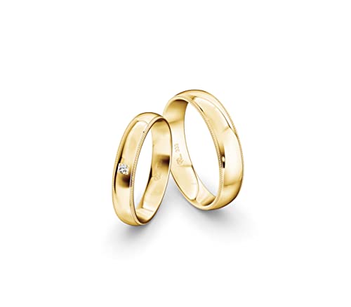 JC Trauringe Gold 333 Gold Paarpreis Poliert I Partnerringe Gelbgold mit Gravur in edler Schatulle I 2 Hochzeitsringe Herrenring ohne & Damenring mit Zirkoniasteine I ICT50 von JC Trauringe