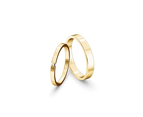 JC Trauringe Gold 333 Gold Paarpreis Poliert I Partnerringe Gelbgold mit Gravur in edler Schatulle I 2 Hochzeitsringe Herrenring ohne & Damenring mit Zirkoniasteine I ICT85 von JC Trauringe