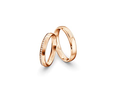 JC Trauringe Gold 333 Gold Paarpreis Poliert I Partnerringe Rotgold mit Gravur in edler Schatulle I 2 Hochzeitsringe Herrenring ohne & Damenring mit Zirkoniasteine I ICT46 von JC Trauringe