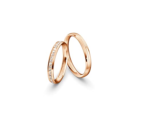 JC Trauringe Gold 333 Gold Paarpreis Poliert I Partnerringe Rotgold mit Gravur in edler Schatulle I 2 Hochzeitsringe Herrenring ohne & Damenring mit Zirkoniasteine I ICT88 von JC Trauringe