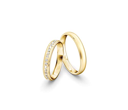 JC Trauringe Gold 333 Gold Paarpreis Sandmatt I Partnerringe Gelbgold mit Gravur in edler Schatulle I 2 Hochzeitsringe Herrenring ohne & Damenring mit Zirkoniasteine I ICT65 von JC Trauringe