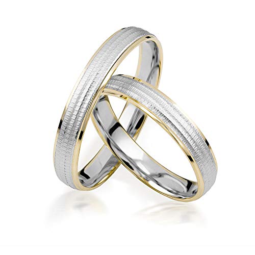 JC Trauringe Gold 333 Paarpreis Bicolor Gelbgold Weißgold I Traumhafte Eheringe breit 3,5 mm I Edle Partnerringe mit Gravur in edler Schatulle I 2 Hochzeitsringe Herrenring & Damenring I J185 von JC Trauringe