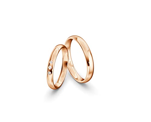 JC Trauringe Gold 585 Gold Paarpreis Poliert I Partnerringe Rotgold mit Gravur in edler Schatulle I 2 Hochzeitsringe Herrenring ohne & Damenring mit Zirkoniasteine I ICT56 von JC Trauringe