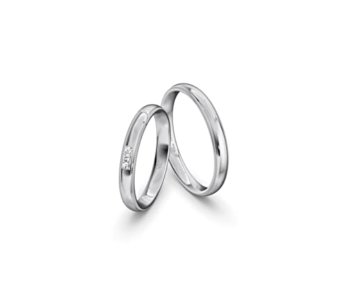 JC Trauringe Gold 585 Gold Paarpreis Poliert I Partnerringe Weißgold mit Gravur in edler Schatulle I 2 Hochzeitsringe Herrenring ohne & Damenring mit Zirkoniasteine I ICT45 von JC Trauringe