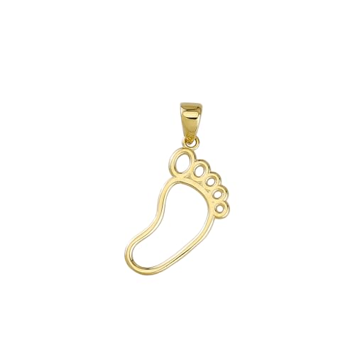 JC Trauringe Gold Anhänger Baby Fuß in Echt 585 Gold klassische, schlichte Goldanhänger Goldschmuck Unisex Schmuck in Gelbgold Kettenanhänger inkl. Schmucketui 8821 von JC Trauringe