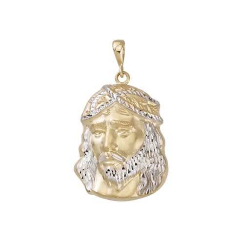 JC Trauringe Gold Anhänger Jesus Kopf klassische, schlichte religiöse Goldanhänger Goldschmuck Unisex Herren Schmuck Kettenanhänger in Echt 585 Bicolor inkl. Schmucketui 8749 von JC Trauringe