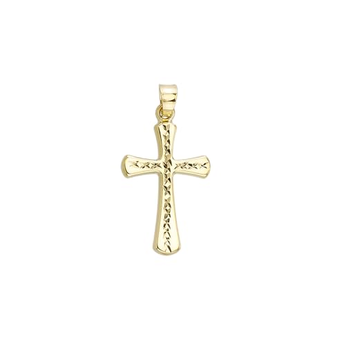 JC Trauringe Gold Anhänger Kreuz in Echt 585 Gold klassische, schlichte religiöse Goldkreuze Goldanhänger Goldschmuck Unisex Schmuck Kettenanhänger in Gelbgold inkl. Schmucketui 8586 von JC Trauringe