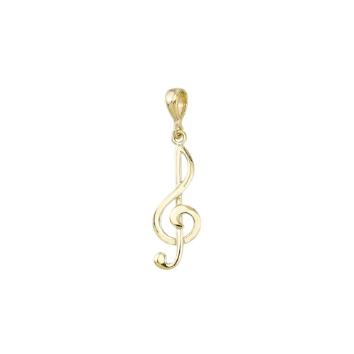 JC Trauringe Gold Anhänger Musik Note in Echt 585 Gold klassische, schlichte Musiknote Goldanhänger Goldschmuck Damen Schmuck Kettenanhänger in Gelbgold inkl. Schmucketui 8602 von JC Trauringe