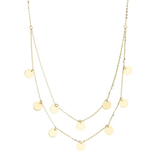 JC Trauringe Gold Anhänger Platten + Kette in Echt 585 Gold klassische, schlichte Plättchen Halskette Ankerkette Goldanhänger Sets Goldschmuck Damen Schmuck in Gelbgold inkl. Schmucketui 8613 von JC Trauringe
