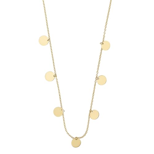JC Trauringe Gold Anhänger Platten + Kette in Echt 585 Gold klassische, schlichte Plättchen Halskette Ankerkette Goldanhänger Sets Goldschmuck Damen Schmuck in Gelbgold inkl. Schmucketui 8824 von JC Trauringe