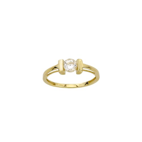 JC Trauringe Goldring Schmuckring H-Ring in Echt 585 Gold klassische, schlichte Damenringe mit Zirkonia Stein Damen Schmuck in Gelbgold inkl. Schmucketui 8618 von JC Trauringe