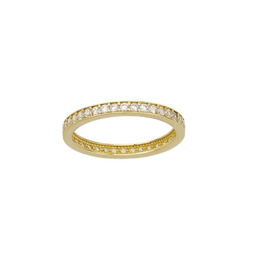 JC Trauringe Goldring Schmuckring Memoire-Ring in Echt 585 Gold klassische, schlichte Damenringe mit Vollkranz Zirkonia Steine Damen Schmuck in Gelbgold inkl. Schmucketui 8619 von JC Trauringe