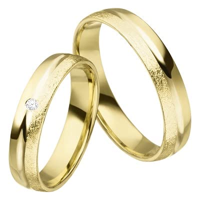JC Trauringe JETZT RINGE KONFIGURIEREN Gold Paarpreis I Eheringe in 4,0mm I Partnerringe mit Gravur in edler Schatulle I 2 Hochzeitsringe Herrenring & Damenring mit Stein I MT19 von JC Trauringe