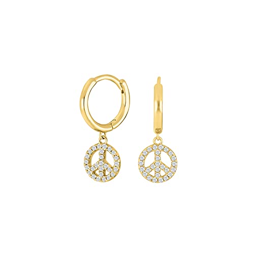 JC Trauringe Ohrhänger Creolen Peace-Anhänger mit Zirkonia Damen Ohrringe Paar 925 Sterling Silber Gelbgold vergoldet JC Trauringe Ohrhänger Creolen Peace-Anhänger mit Zirkonia Damen Ohrringe Paar 925 Sterling Silber Gelbgold vergoldet von JC Trauringe