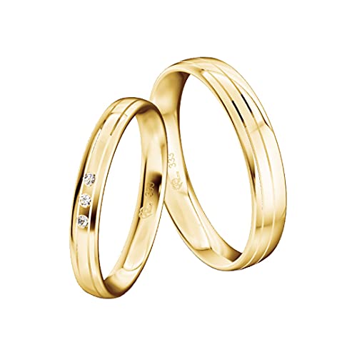 JC Trauringe Paarringe Gold 333 Poliert I Traumhafte Eheringe I Einzigartige Partnerringe Gelbgold mit Gravur in edler Schatulle I 2 Hochzeitsringe Damenringmit Steinen & Herrenring I ICCT12 von JC Trauringe