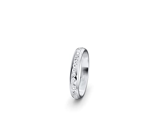 JC Trauringe Silber 925 Einzelring Ehering I Wedding Rings | Verlobungs-ring | Partnerring mit Gravur in edler Schatulle 1 Hochzeitsring Damenring mit Zirkonia Steine STL45 von JC Trauringe