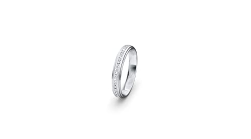 JC Trauringe Silber 925 Einzelring Ehering I Wedding Rings | Verlobungs-ring | Partnerring mit Gravur in edler Schatulle 1 Hochzeitsring Damenring mit Zirkonia Steine STL62 von JC Trauringe