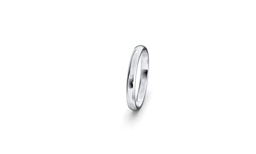 JC Trauringe Silber 925 Einzelring Ehering I Wedding Rings | Verlobungs-ring | Partnerring mit Gravur in edler Schatulle 1 Hochzeitsring Damenring mit einem Zirkonia Stein | STL02 von JC Trauringe