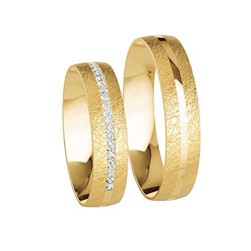 MADE IN GERMANY Eheringe Trauringe mit 0,005ct. in 333 Gelbgold 5mm Breite JC511 von JC Trauringe