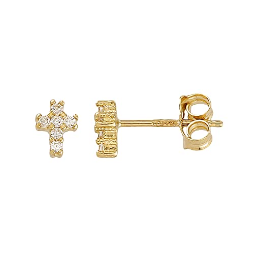 Ohrstecker Ohrringe Kreuz mit Zirkonia Stein in Echt 585 Gold klassische, schlichte Ohrringe Ohrschmuck Damen Schmuck Goldstecker in Gelbgold inkl. Schmucketui | JC Trauringe 8220 von JC Trauringe