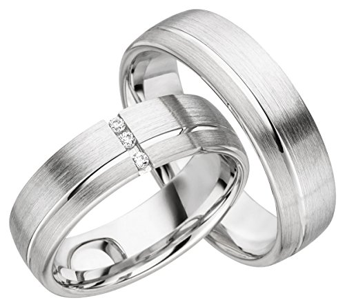 Verlobungsringe Eheringe Trauringe Partnerringe 2 Ringe 333 Gold in Weißgold JC011 *mit Gravur und Stein* von JC Trauringe