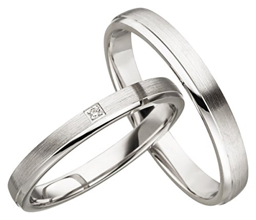 Verlobungsringe Eheringe Trauringe Partnerringe 2 Ringe 925 Sterling Silber JC015 *mit Gravur und Stein* von JC Trauringe