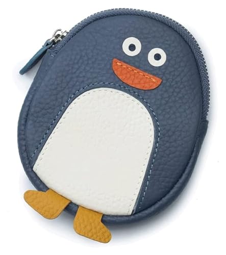 Geldbörsen Brieftasche Damen Ledergeldbörse Tragbarer Multifunktions-Kartenhalter Pinguin-Münzgeldbörsen Schlanke Münztasche mit großer Kapazität Unisex Einfach (Color : Denim Blue) von JCAKES