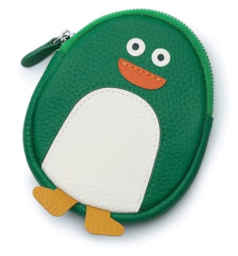 Geldbörsen Brieftasche Damen Ledergeldbörse Tragbarer Multifunktions-Kartenhalter Pinguin-Münzgeldbörsen Schlanke Münztasche mit großer Kapazität Unisex Einfach (Color : Green) von JCAKES