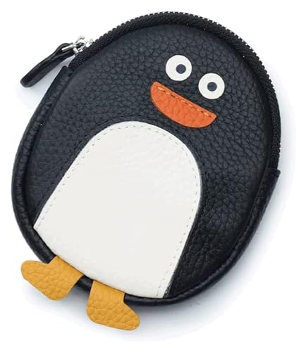 Geldbörsen Brieftasche Damen Ledergeldbörse Tragbarer Multifunktions-Kartenhalter Pinguin-Münzgeldbörsen Schlanke Münztasche mit großer Kapazität Unisex Einfach (Color : Noir) von JCAKES