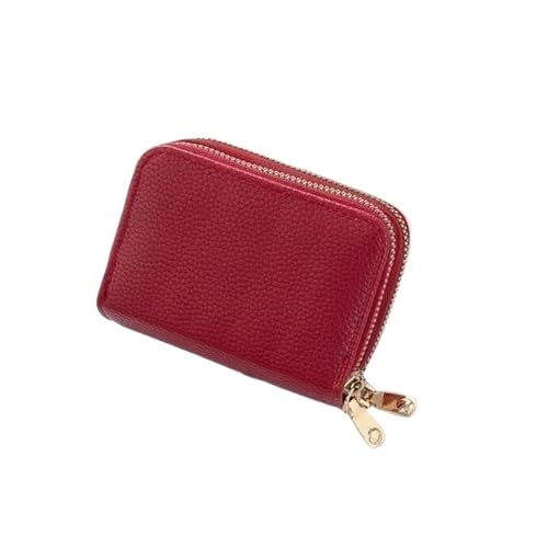 Geldbörsen Damen-Geldbörse aus Leder, großes Fassungsvermögen, kurzer Kartenhalter, multifunktionale Aufbewahrung, Münzfach, ultradünne Kreditkarten-Geldbörsen Einfach ( Color : Red-1 , Size : 8x11cm von JCAKES