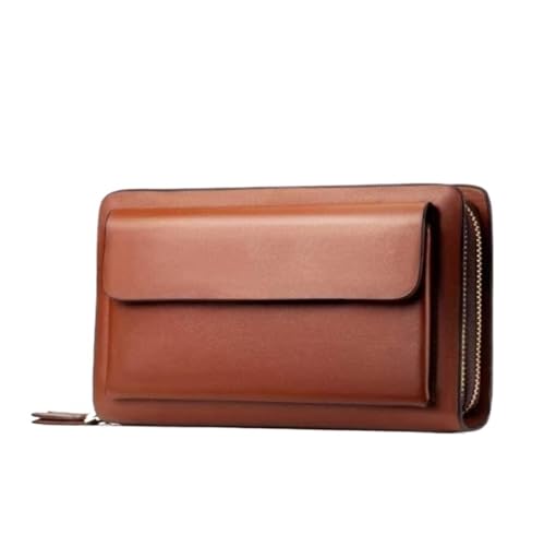 Geldbörsen Geldbörse, Leder-Geldbörse, multifunktional, langer Stil, Kartenhalter, tragbare Clutch, Unisex, zur Aufbewahrung mehrerer Bargeld-, Kredit- und Münzgeldbörsen Einfach ( Color : Brown , Siz von JCAKES