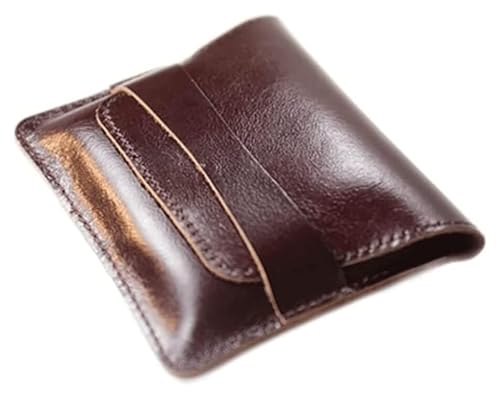 Geldbörsen Geldbörse Damen Ledergeldbörse Ultradünn Große Kapazität Kartenhalter Retro Unisex Münzgeldbörsen Tragbare Münztasche Reißfest Einfach (Color : Dark Brown) von JCAKES