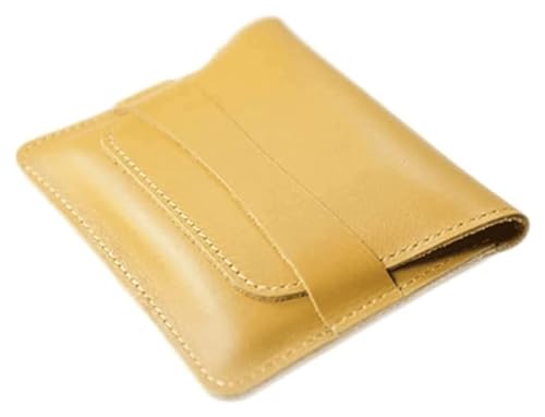 Geldbörsen Geldbörse Damen Ledergeldbörse Ultradünn Große Kapazität Kartenhalter Retro Unisex Münzgeldbörsen Tragbare Münztasche Reißfest Einfach (Color : Yellow) von JCAKES