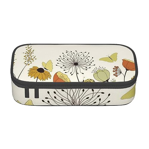 Hen Flying Butterflies Among Flowers Cute Pencil Case And Beautiful Large Capacity Zippered Pencil Case, Portable Office Bag, Women'S Men'S Desk Storage Bag And Adolescent Adolescent Aesthetic Pencil von JCAKES